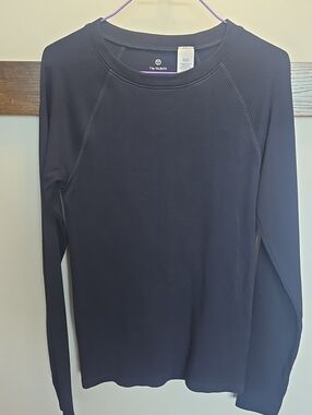Talbots Navy Ribbed Long Sleeve Crewneck Top